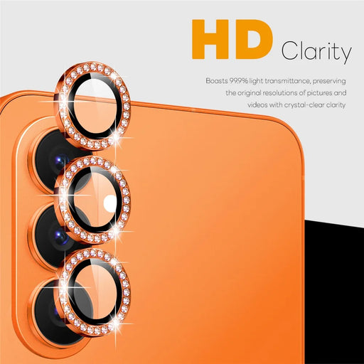 NORTHJO For Samsung Galaxy S26 Camera Lens Protector Rhinestone Ring Tempered Glass Lens Film (Complete Coverage) - Orange - 2