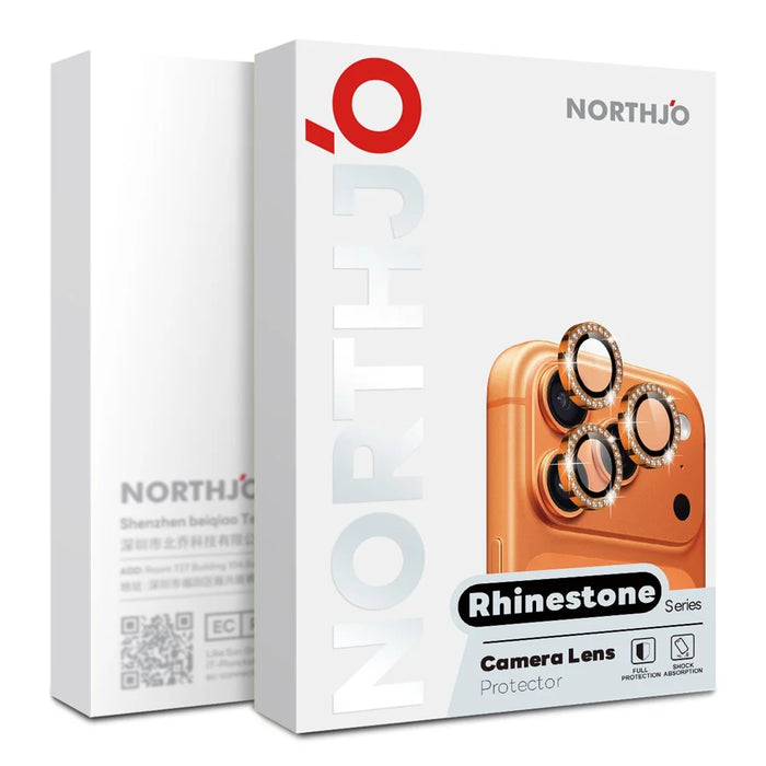 NORTHJO For Samsung Galaxy S26 Camera Lens Protector Rhinestone Ring Tempered Glass Lens Film (Complete Coverage) - Orange - 5