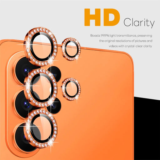 NORTHJO For Samsung Galaxy S26 Ultra Camera Lens Protector Rhinestone Ring Tempered Glass Lens Film (Complete Coverage) - Orange - 2