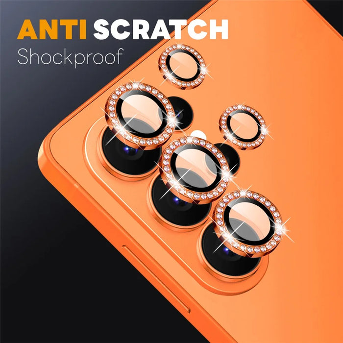 NORTHJO For Samsung Galaxy S26 Ultra Camera Lens Protector Rhinestone Ring Tempered Glass Lens Film (Complete Coverage) - Orange - 3