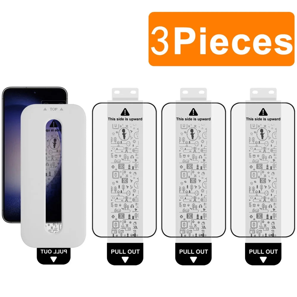 IMAK 3Pcs Full Screen Protector for Samsung Galaxy S25 Edge / S25+ / S24+ Tempered Glass Full Glue Film with Dust-free Installation Tool (Fingerprint Unlock) - Black - 1