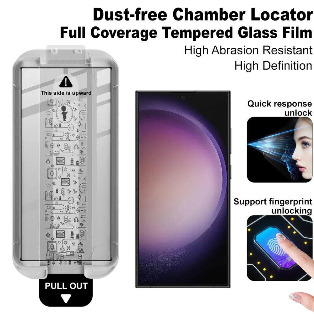 IMAK For Samsung Galaxy S24 Ultra Tempered Glass Full Screen Protector Full Glue Film with Dust-free Installation Tool (Fingerprint Unlock) - Black - 2