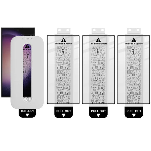 IMAK 3Pcs For Samsung Galaxy S24 Ultra Tempered Glass Full Screen Protector Full Glue Film with Dust-free Installation Tool (Fingerprint Unlock) - Black - 1