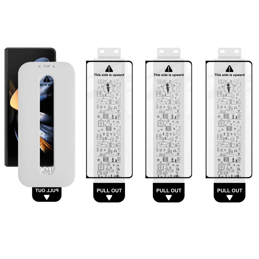 IMAK 3Pcs For Samsung Galaxy Z Fold4 5G Tempered Glass Full Screen Protector Full Glue Film with Dust-free Installation Tool - Black - 1