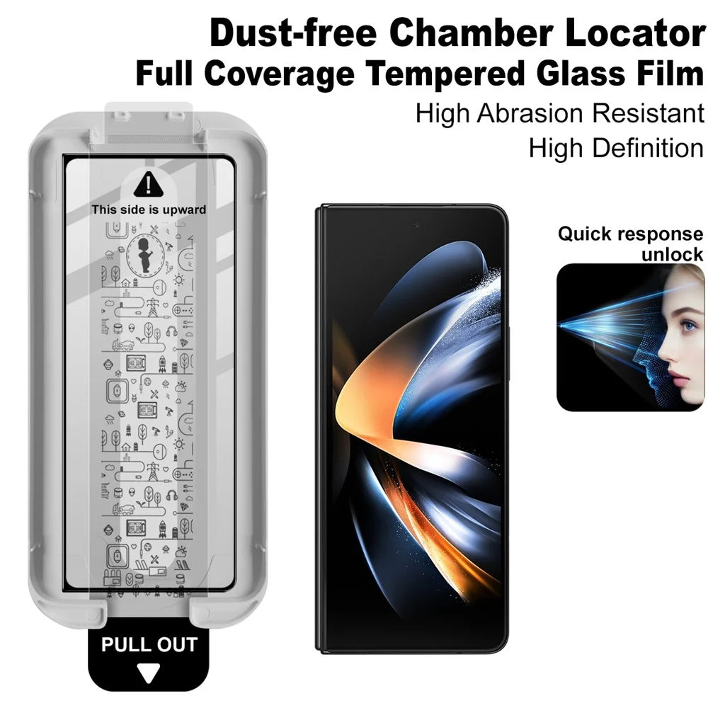 IMAK 3Pcs For Samsung Galaxy Z Fold4 5G Tempered Glass Full Screen Protector Full Glue Film with Dust-free Installation Tool - Black - 3