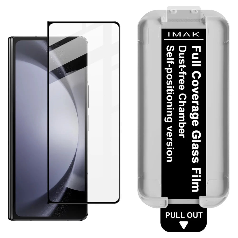 IMAK 3Pcs For Samsung Galaxy Z Fold5 5G Tempered Glass Full Screen Protector Full Glue Film with Dust-free Installation Tool - Black - 2