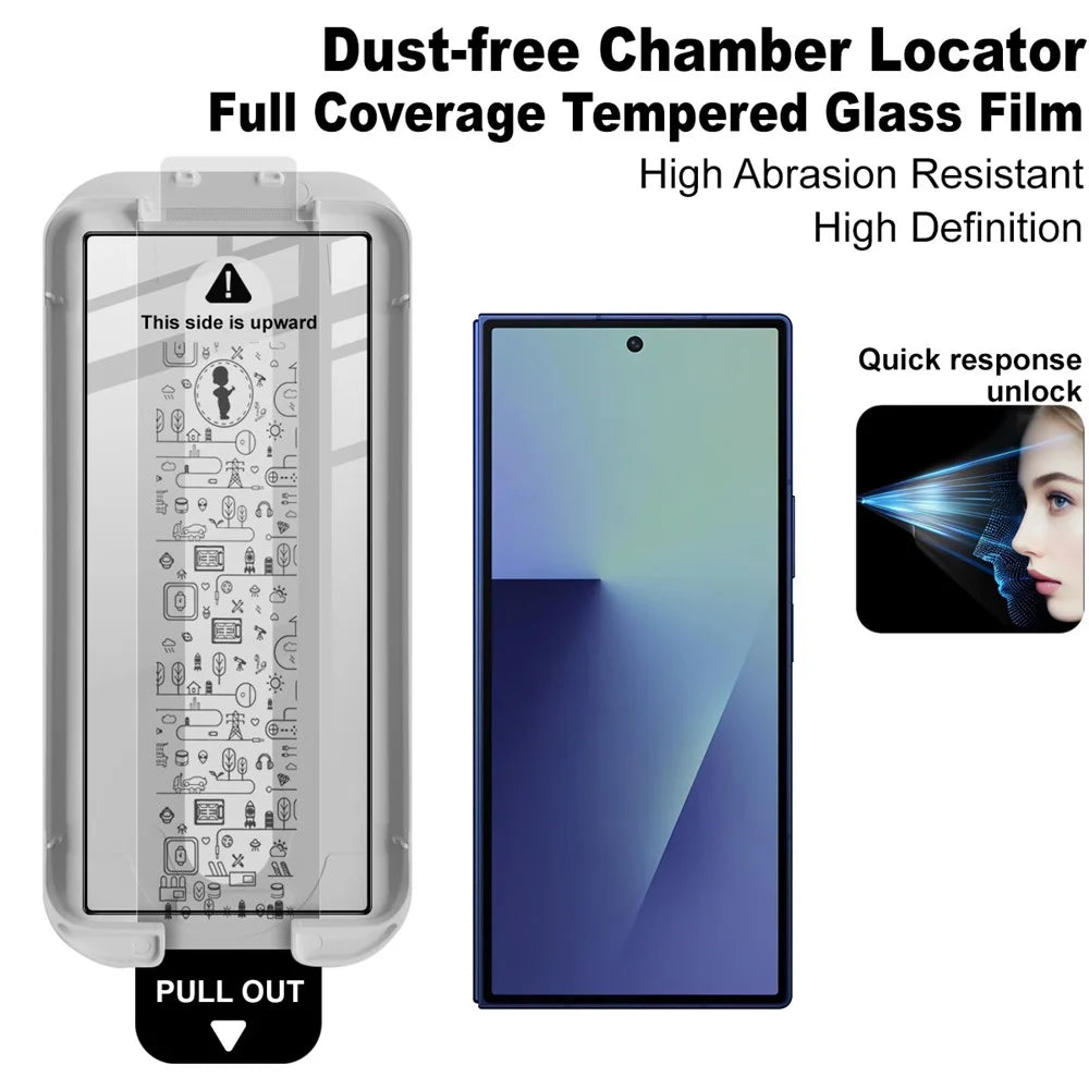 IMAK 3Pcs For Samsung Galaxy Z Fold7 5G Tempered Glass Full Screen Protector Full Glue Film with Dust-free Installation Tool - Black - 3