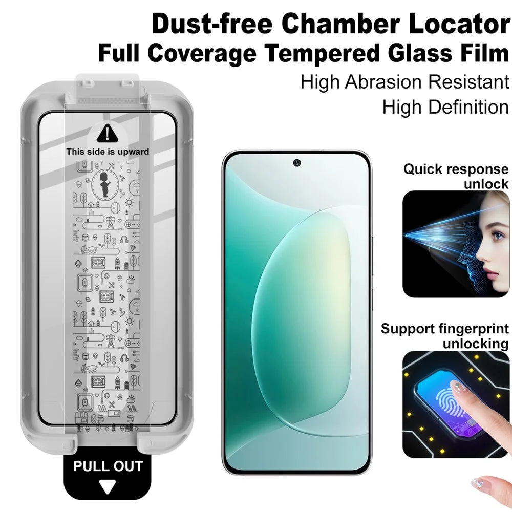 IMAK 3Pcs For Honor 300 Tempered Glass Full Screen Protector Full Glue Film with Dust-free Installation Tool (Fingerprint Unlock) - Black - 3
