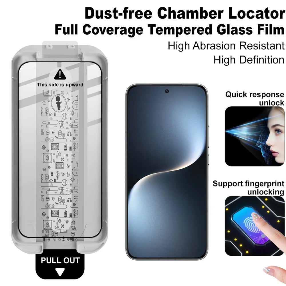 IMAK 3Pcs For Honor Magic7 5G Tempered Glass Full Screen Protector Full Glue Film with Dust-free Installation Tool (Fingerprint Unlock) - Black - 3
