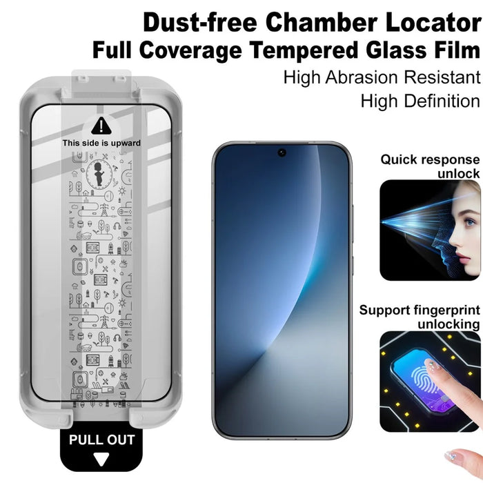 IMAK 3Pcs For Honor Magic8 5G Tempered Glass Full Screen Protector Full Glue Film with Dust-free Installation Tool (Fingerprint Unlock) - Black - 3