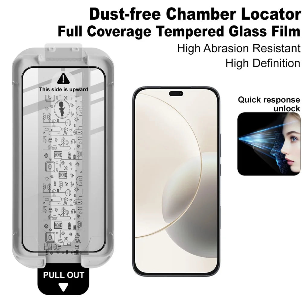IMAK Tempered Glass Full Screen Protector for Huawei Hi Enjoy 80 Pro / Honor X70i / X60i 5G / X50i+ 5G / X8b 4G Full Glue Film with Dust-free Installation Tool - Black - 2