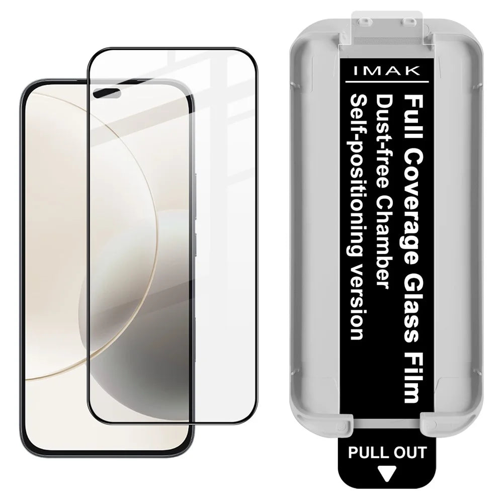 IMAK 3Pcs Tempered Glass Full Screen Protector for Huawei Hi Enjoy 80 Pro / Honor X70i / X60i 5G / X50i+ 5G / X8b 4G Full Glue Film with Dust-free Installation Tool - Black - 2
