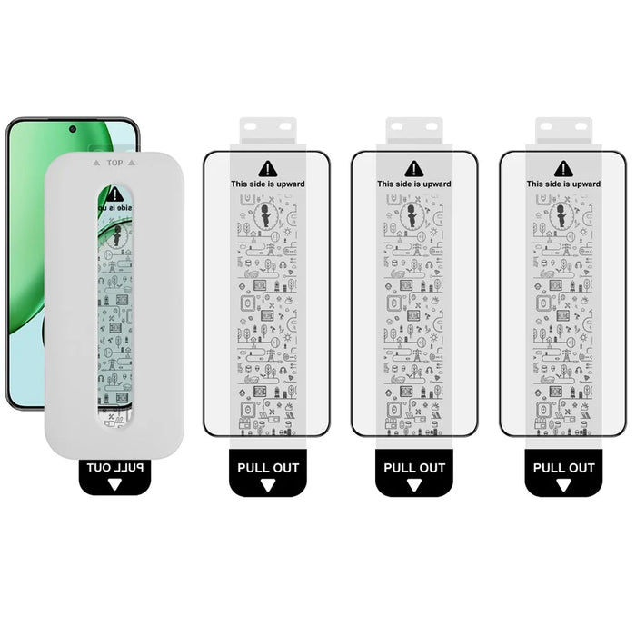IMAK 3Pcs Tempered Glass Full Screen Protector for Honor Magic8 Lite 5G / X9d 5G / X70 5G Full Glue Film with Dust-free Installation Tool (Fingerprint Unlock) - Black - 1