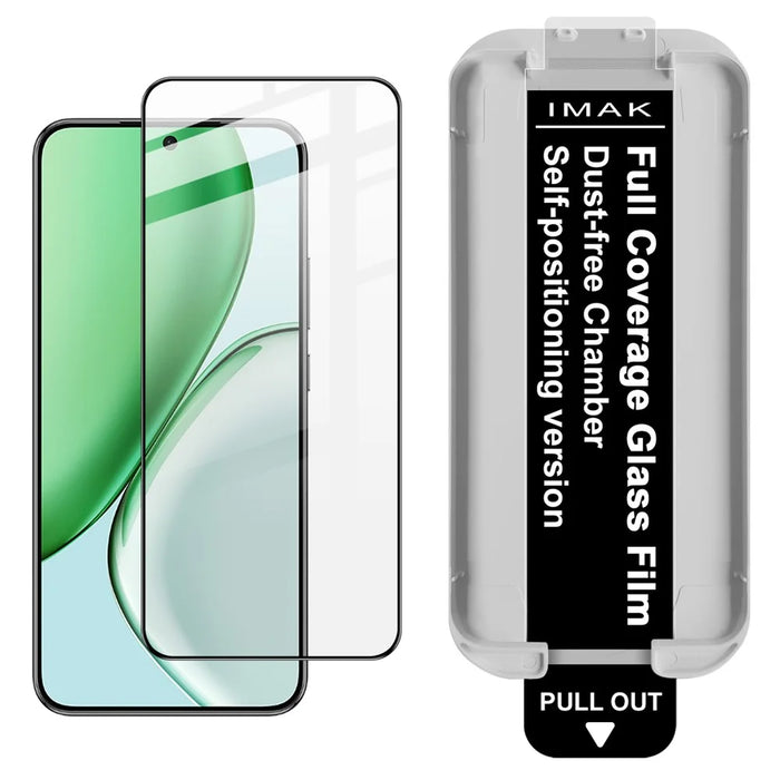 IMAK 3Pcs Tempered Glass Full Screen Protector for Honor Magic8 Lite 5G / X9d 5G / X70 5G Full Glue Film with Dust-free Installation Tool (Fingerprint Unlock) - Black - 2