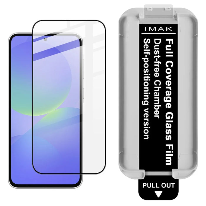 IMAK 3Pcs For Samsung Galaxy A35 5G / A55 5G Tempered Glass Full Screen Protector Full Glue Film with Dust-free Installation Tool (Fingerprint Unlock) - Black - 2