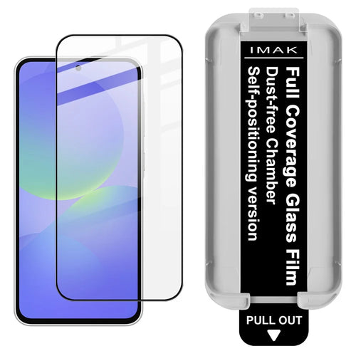 IMAK For Samsung Galaxy A35 5G / A55 5G Tempered Glass Full Screen Protector Full Glue Film with Dust-free Installation Tool (Fingerprint Unlock) - Black - 1