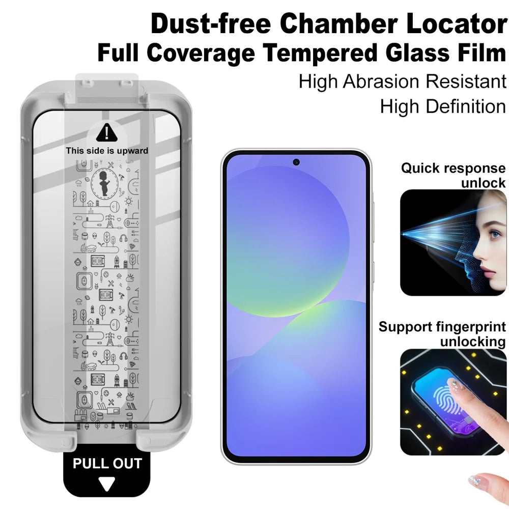 IMAK For Samsung Galaxy A35 5G / A55 5G Tempered Glass Full Screen Protector Full Glue Film with Dust-free Installation Tool (Fingerprint Unlock) - Black - 3