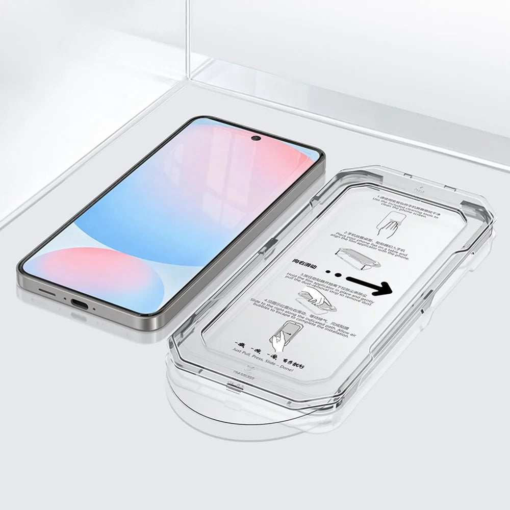 XUNDD XDTG-004 For Samsung Galaxy S24 FE Full Screen Protector Full Glue 0.33MM 2.5D HD High Aluminium Silicon Glass Film with Dust Removal Tool  - Transparent - 1