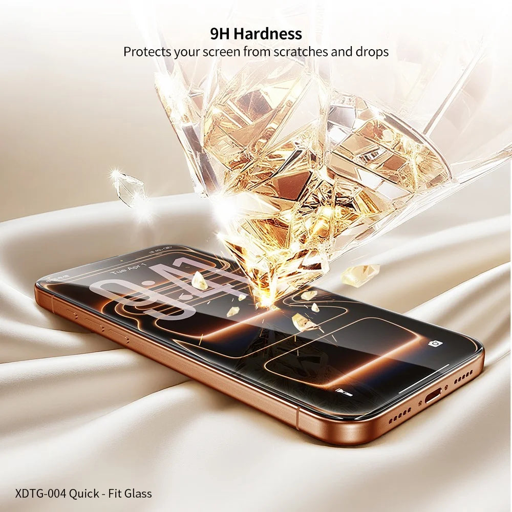 XUNDD XDTG-004 For iPhone 17 Pro Full Screen Protector Full Glue 0.33MM 2.5D HD High Aluminium Silicon Glass Film with Dust Removal Tool - Transparent - 3