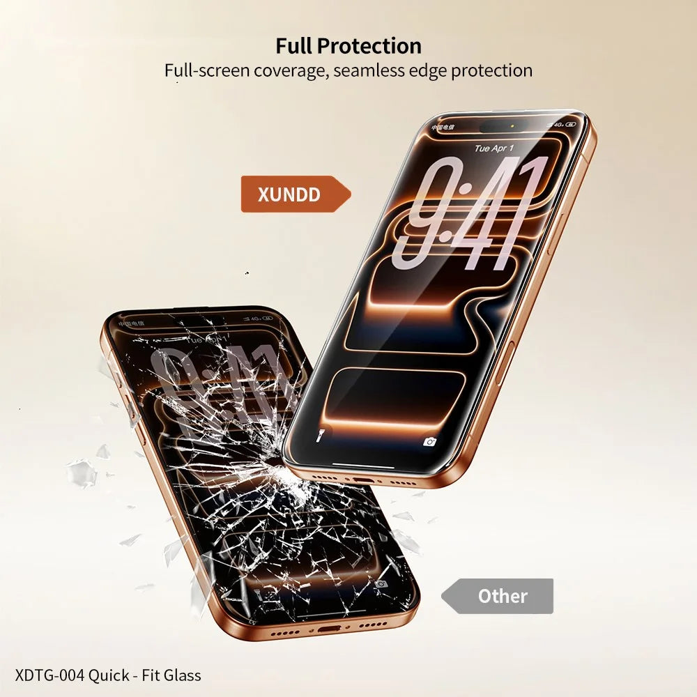 XUNDD XDTG-004 For iPhone 17 Pro Full Screen Protector Full Glue 0.33MM 2.5D HD High Aluminium Silicon Glass Film with Dust Removal Tool - Transparent - 4
