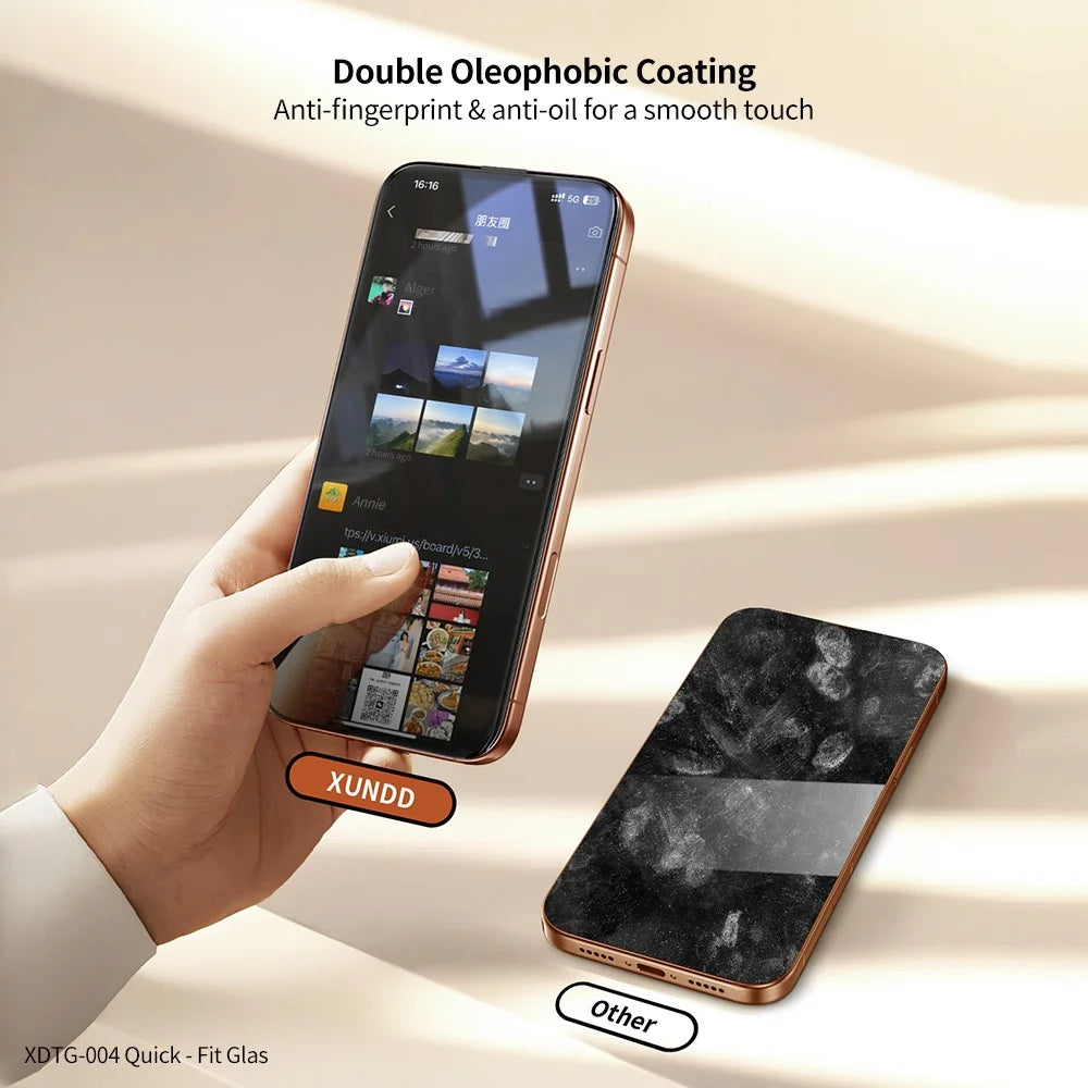 XUNDD XDTG-004 For iPhone 17 Pro Full Screen Protector Full Glue 0.33MM 2.5D HD High Aluminium Silicon Glass Film with Dust Removal Tool - Transparent - 5