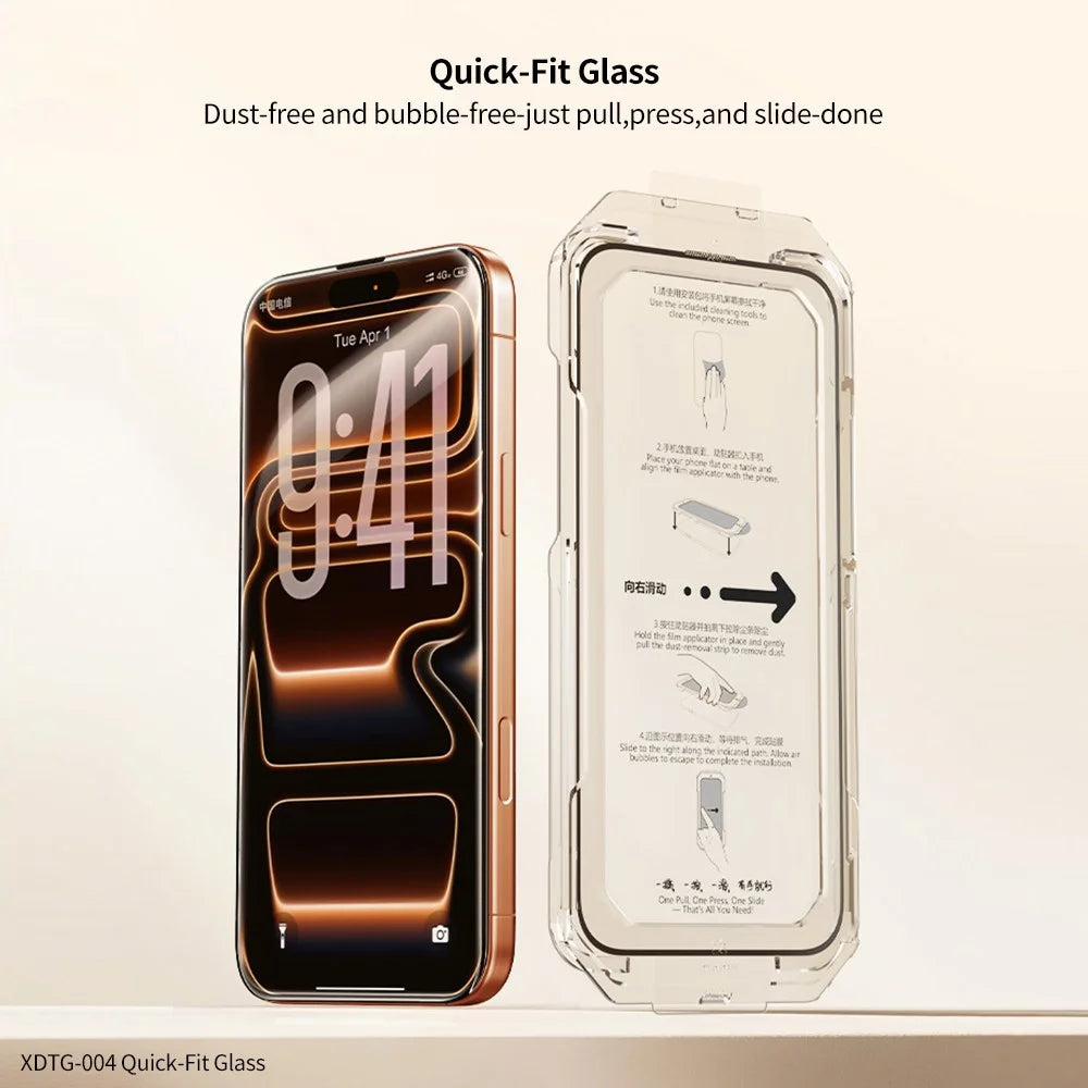 XUNDD XDTG-004 For iPhone 17 Pro Full Screen Protector Full Glue 0.33MM 2.5D HD High Aluminium Silicon Glass Film with Dust Removal Tool - Transparent - 7