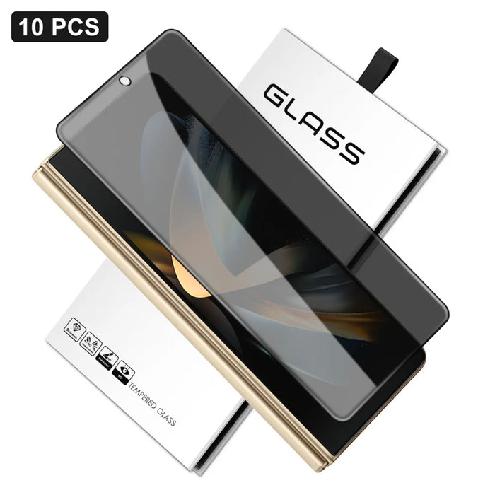 For Samsung Galaxy Z Fold4 5G 10Pcs Anti-Spy Full Screen Protector 360 Degree Privacy High Aluminium-silicon Glass Film - Black - 1