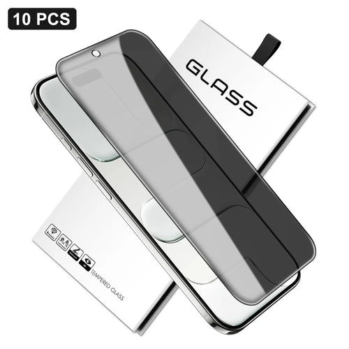 For iPhone Air 10Pcs Anti-Spy Full Screen Protector 360 Degree Privacy High Aluminium-silicon Glass Film - Black - 1