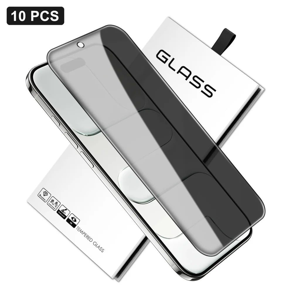 For iPhone Air 10Pcs Anti-Spy Full Screen Protector 360 Degree Privacy High Aluminium-silicon Glass Film - Black - 1