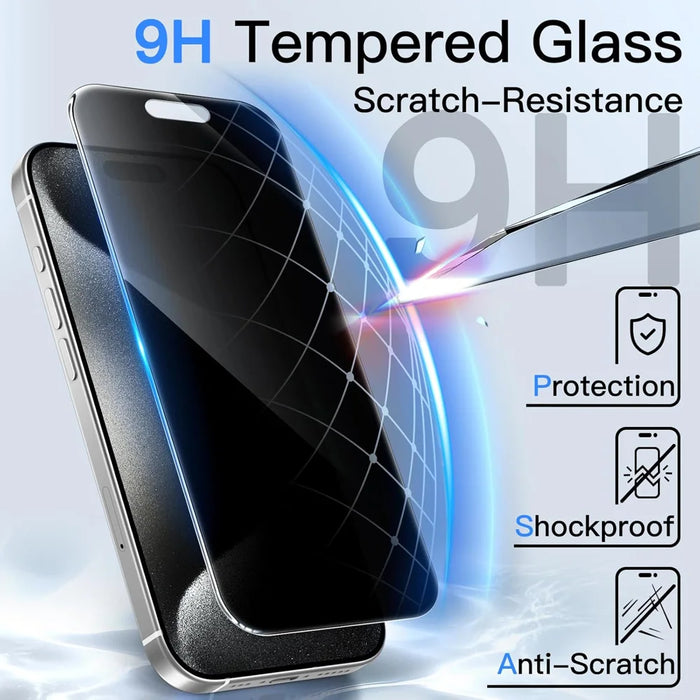 For iPhone 16 Pro Max 10Pcs Anti-Spy Full Screen Protector 360 Degree Privacy High Aluminium-silicon Glass Film - Black - 5