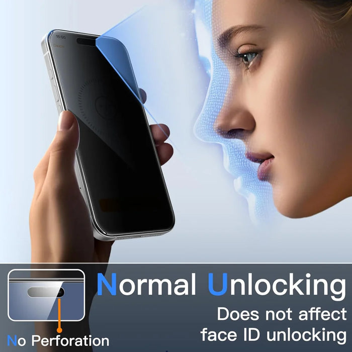 For iPhone 16 Pro 10Pcs Anti-Spy Full Screen Protector 360 Degree Privacy High Aluminium-silicon Glass Film - Black - 2