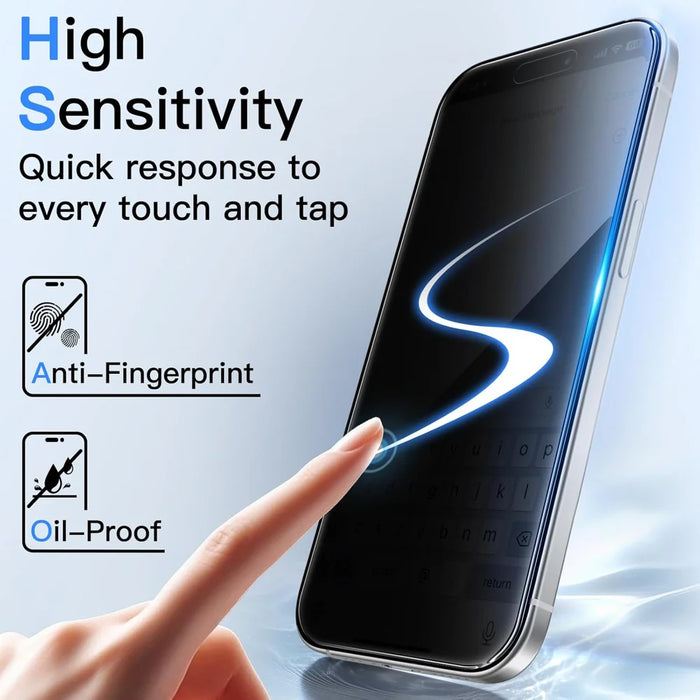 For iPhone 16 Pro 10Pcs Anti-Spy Full Screen Protector 360 Degree Privacy High Aluminium-silicon Glass Film - Black - 4
