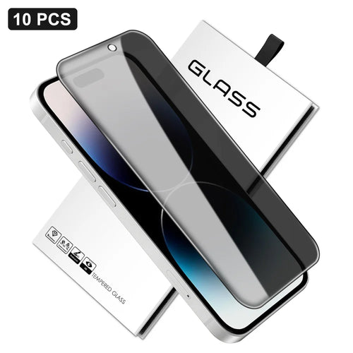 For iPhone 14 Pro 10Pcs Anti-Spy Full Screen Protector 360 Degree Privacy High Aluminium-silicon Glass Film - Black - 1