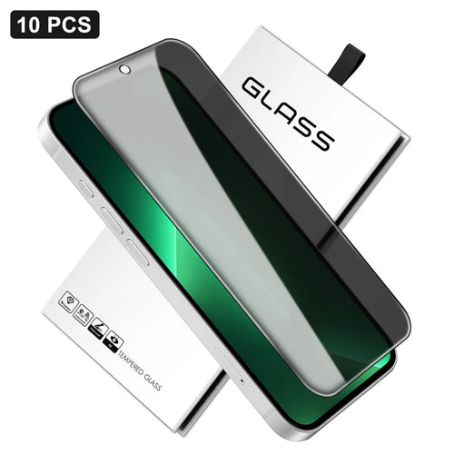 For iPhone 13 Pro Max 10Pcs Anti-Spy Full Screen Protector 360 Degree Privacy High Aluminium-silicon Glass Film - Black - 1