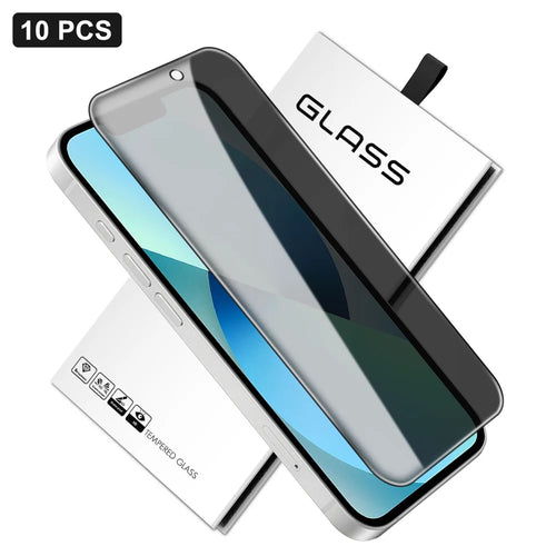 For iPhone 13 10Pcs Anti-Spy Full Screen Protector 360 Degree Privacy High Aluminium-silicon Glass Film - Black - 1