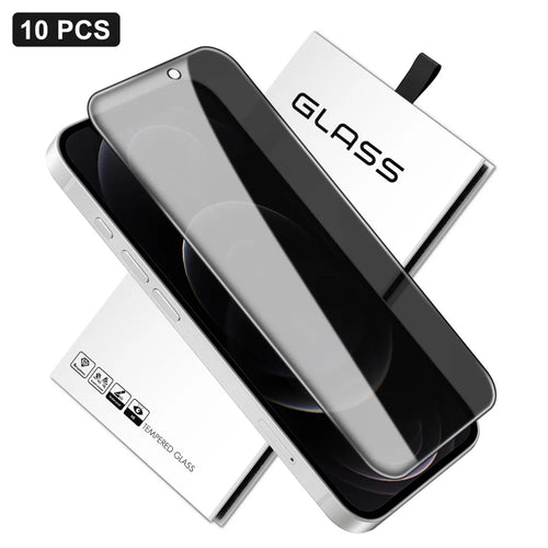 For iPhone 12 Pro Max 10Pcs Anti-Spy Full Screen Protector 360 Degree Privacy High Aluminium-silicon Glass Film - Black - 1