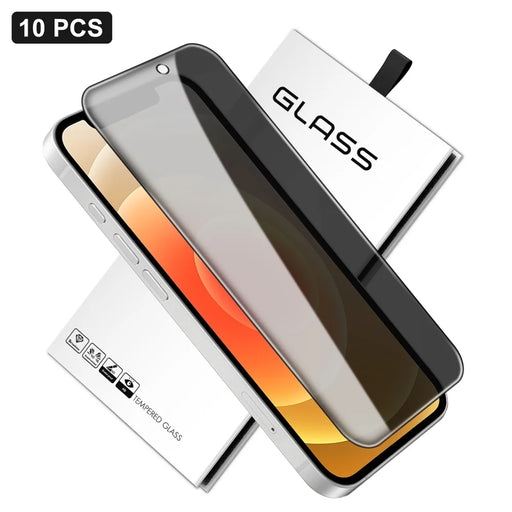 For iPhone 12 10Pcs Anti-Spy Full Screen Protector 360 Degree Privacy High Aluminium-silicon Glass Film - Black - 1