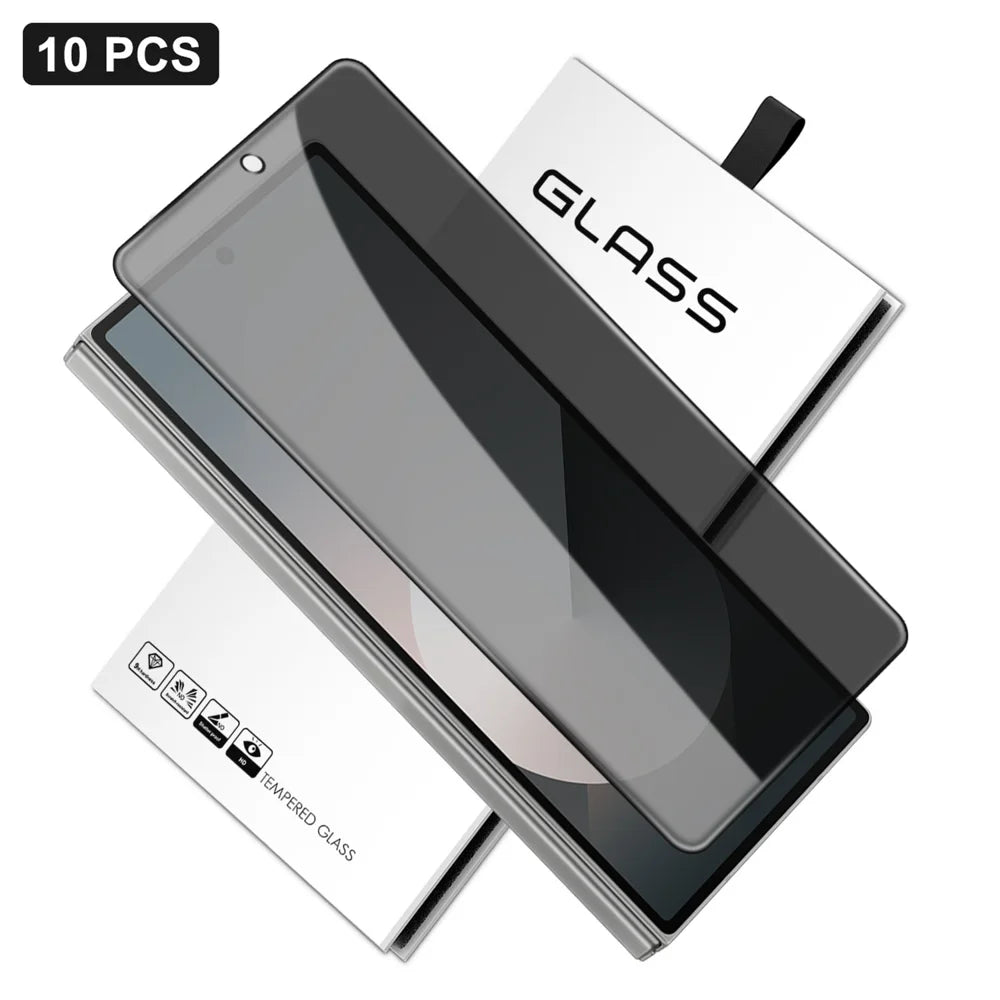 For Samsung Galaxy Z Fold6 5G 10Pcs Anti-Spy Full Screen Protector 360 Degree Privacy High Aluminium-silicon Glass Film - Black - 1