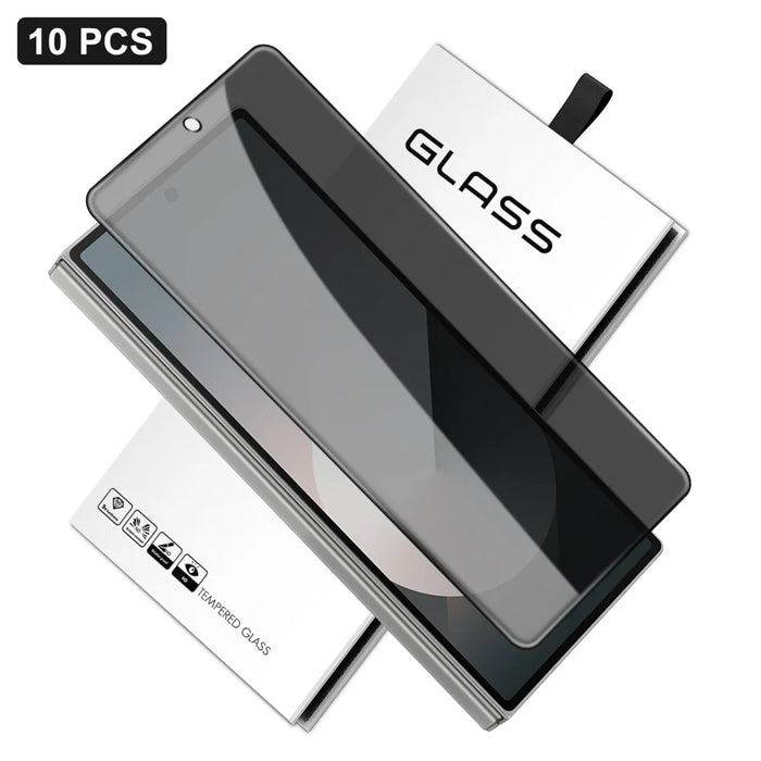 For Samsung Galaxy Z Fold6 5G 10Pcs Anti-Spy Full Screen Protector 360 Degree Privacy High Aluminium-silicon Glass Film - Black - 1