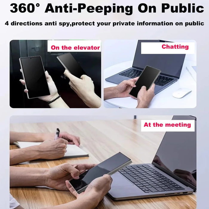 For Samsung Galaxy Z Fold6 5G 10Pcs Anti-Spy Full Screen Protector 360 Degree Privacy High Aluminium-silicon Glass Film - Black - 6