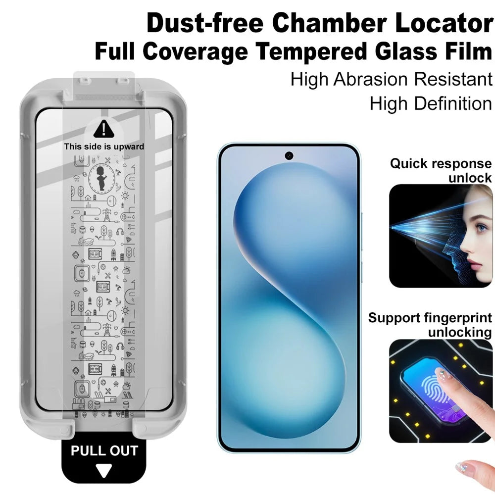 IMAK 3Pcs Tempered Glass For vivo S30 5G  /  S20 5G Full Screen Protector Full Glue Film with Dust-free Installation Tool (Fingerprint Unlock) - 3