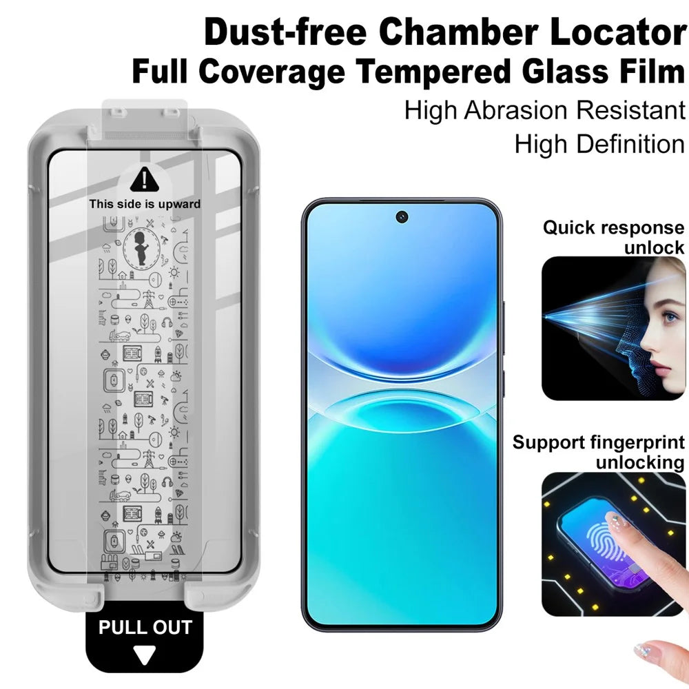 IMAK 3Pcs For vivo Y500 Pro 5G Tempered Glass Full Screen Protector Full Glue Film with Dust-free Installation Tool (Fingerprint Unlock) - 3