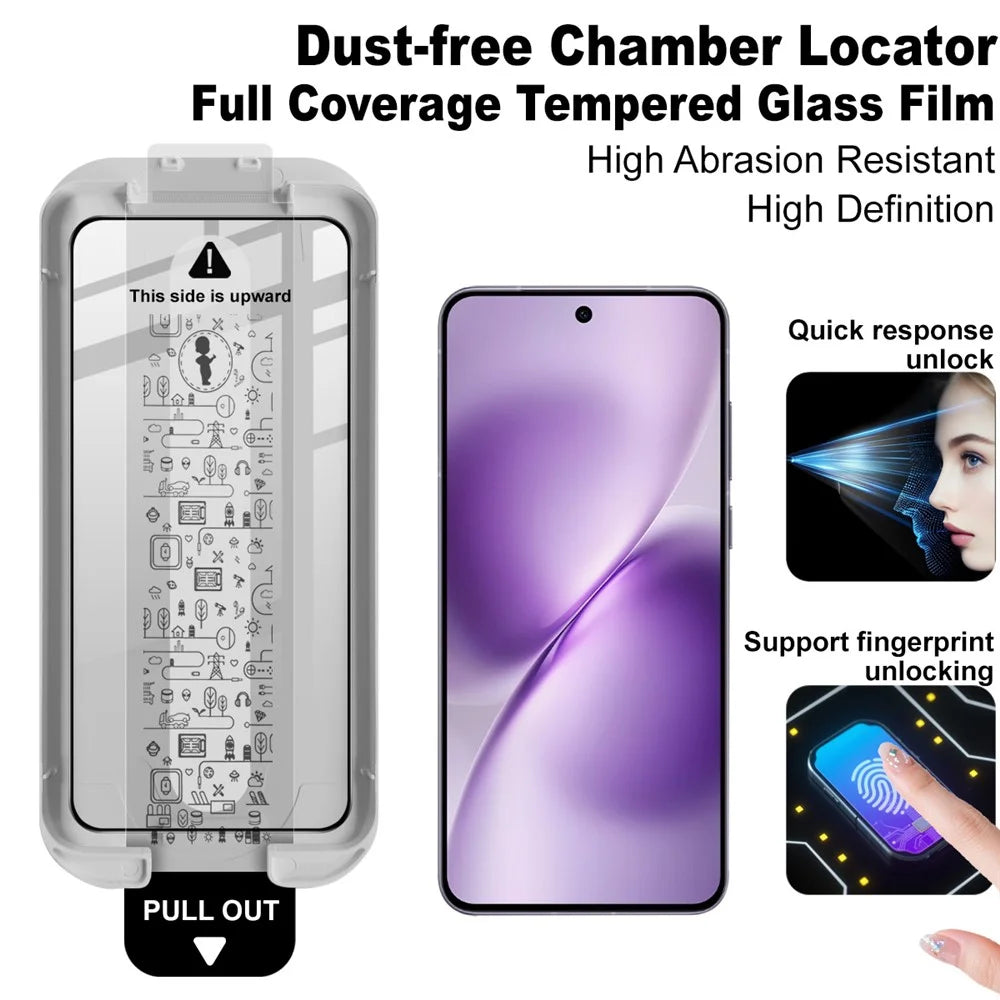 IMAK 3Pcs For vivo X200s 5G Tempered Glass Full Screen Protector Full Glue Film with Dust-free Installation Tool (Fingerprint Unlock) - 3