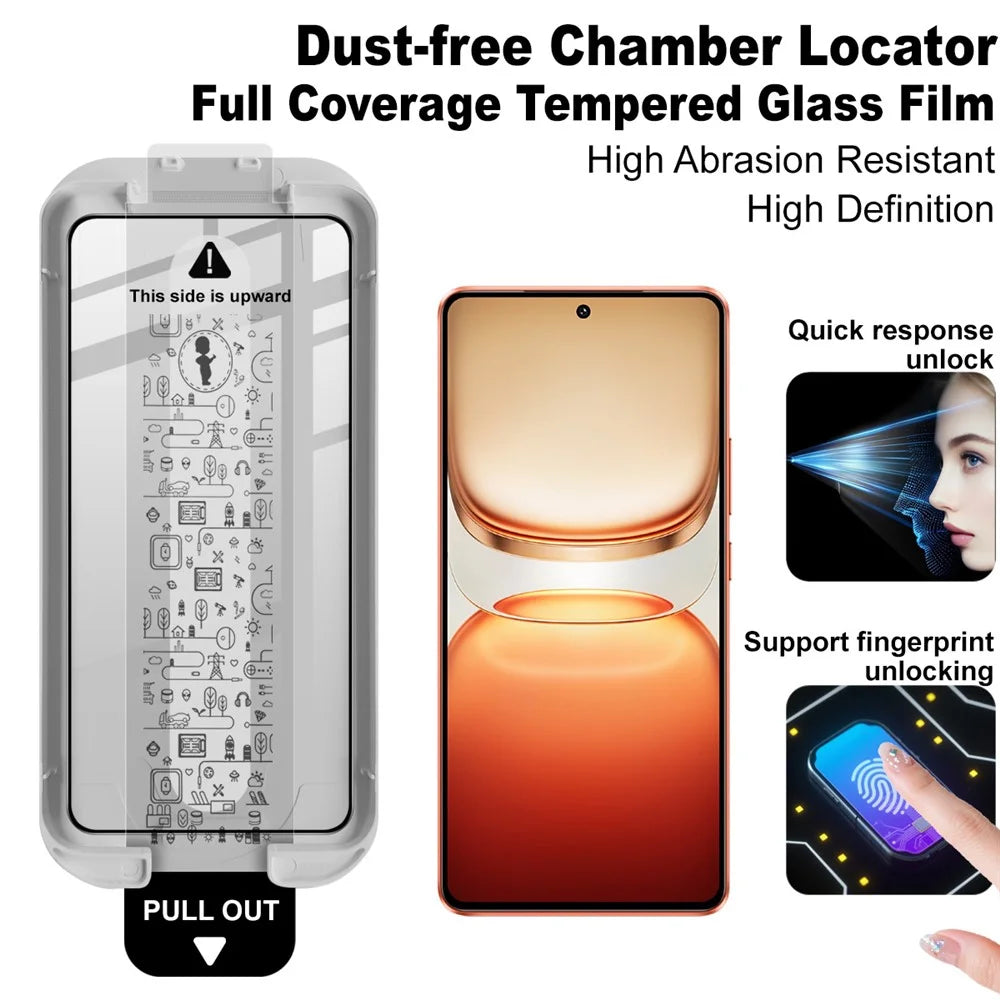 IMAK 3Pcs Tempered Glass For vivo Y300 GT 5G  /  iQOO Z10 Turbo 5G  /  iQOO Z10 Turbo Pro 5G Full Screen Protector Full Glue Film with Dust-free Installation Tool (Fingerprint Unlock) - 3