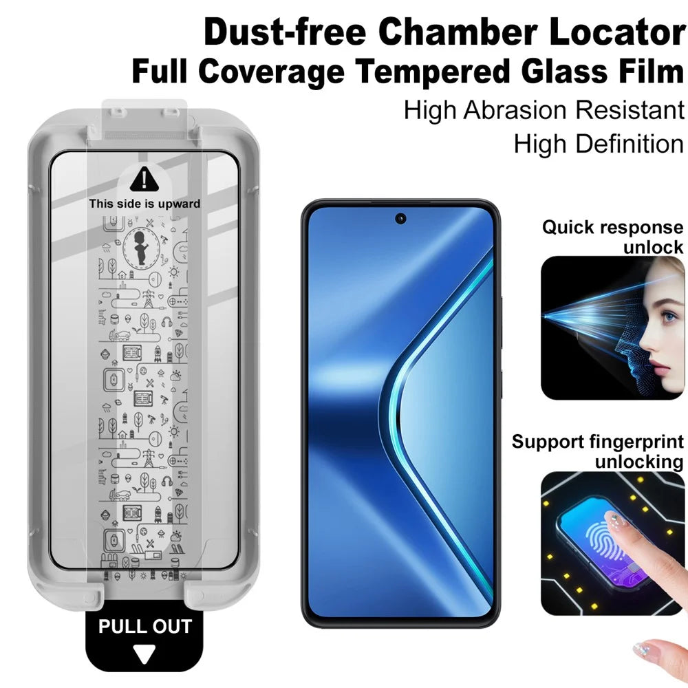 IMAK 3Pcs For Oppo K13 5G Tempered Glass Full Screen Protector Full Glue Film with Dust-free Installation Tool (Fingerprint Unlock) - 3