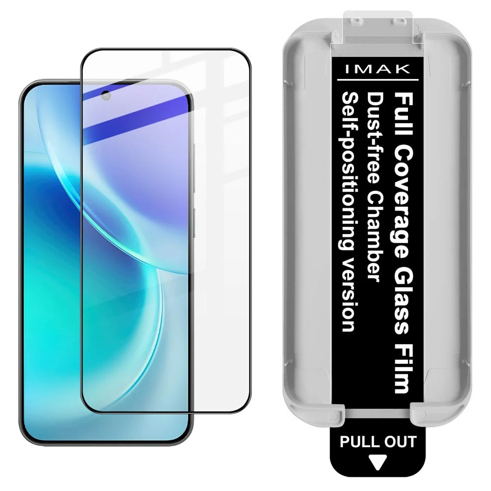 IMAK For vivo X300 Pro 5G Tempered Glass Full Screen Protector Full Glue Film with Dust-free Installation Tool (Fingerprint Unlock) - Black - 1