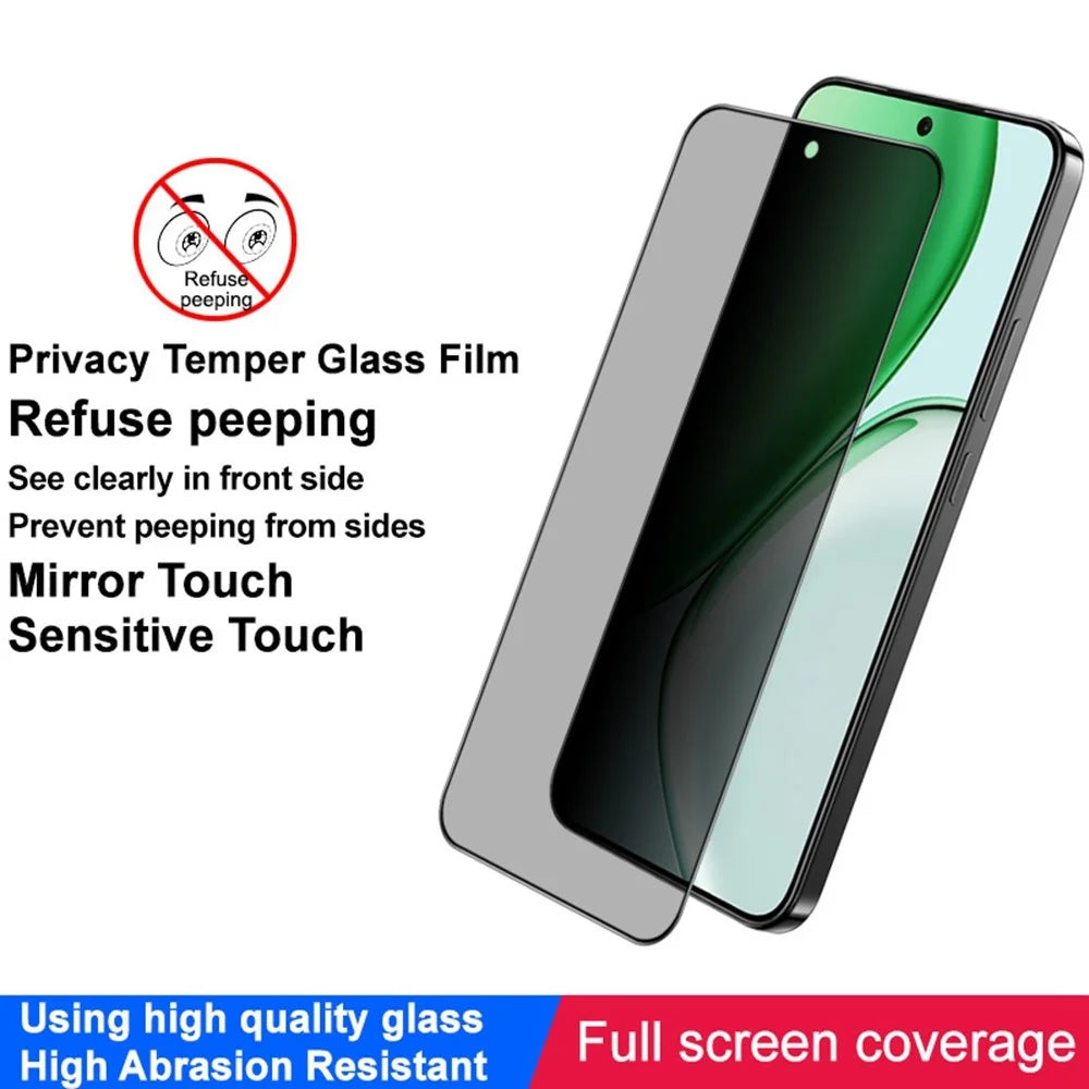IMAK Privacy Screen Protector for Honor Win Turbo 5G / Magic8 Lite 5G / X9d 5G / X70 5G Anti Peep Full Cover Tempered Glass Film (Fingerprint Unlock) - Black - 4