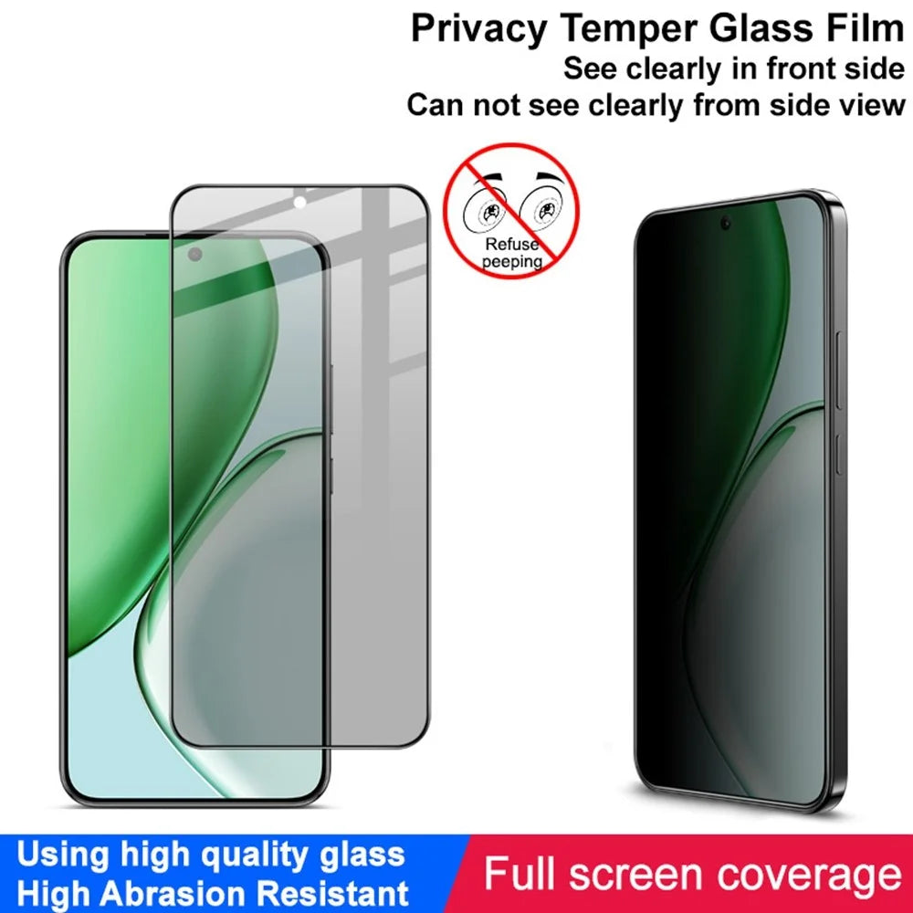 IMAK Privacy Screen Protector for Honor Win Turbo 5G / Magic8 Lite 5G / X9d 5G / X70 5G Anti Peep Full Cover Tempered Glass Film (Fingerprint Unlock) - Black - 5