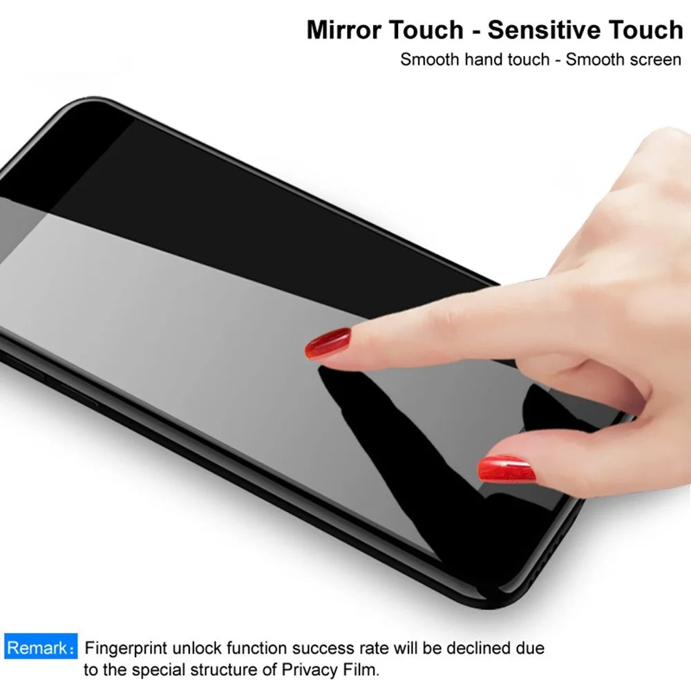 IMAK Privacy Screen Protector for Honor Win Turbo 5G / Magic8 Lite 5G / X9d 5G / X70 5G Anti Peep Full Cover Tempered Glass Film (Fingerprint Unlock) - Black - 7