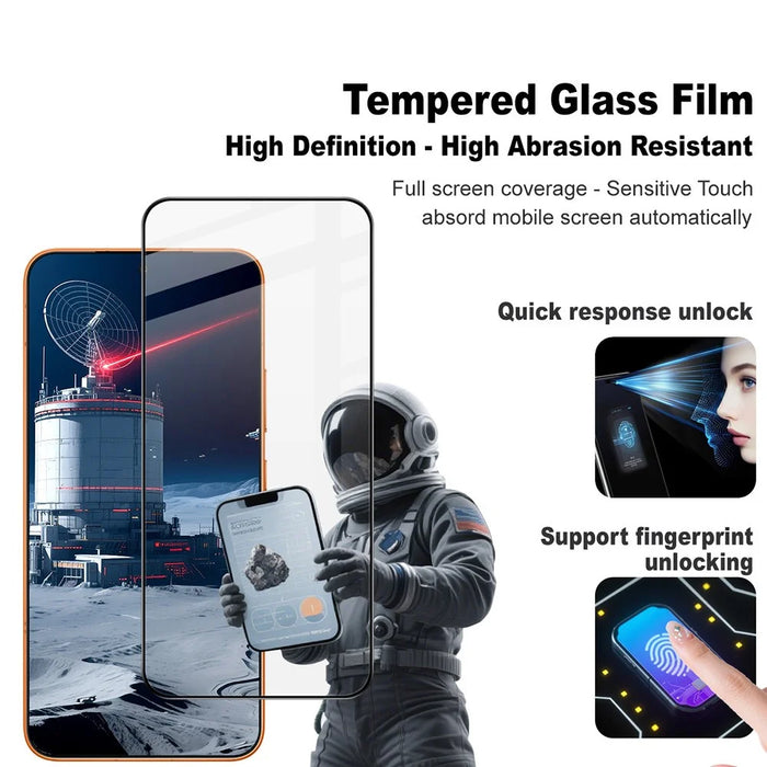 IMAK Pro+ Series For Honor Power2 5G Screen Protector Full Coverage Tempered Glass Film (Fingerprint Unlock) - Black - 3